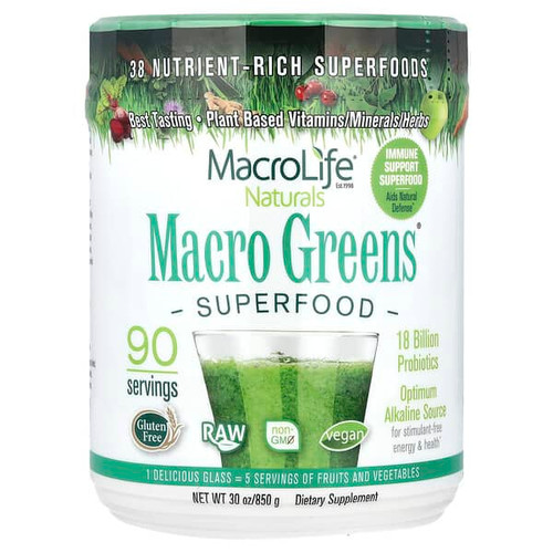 <img alt="Macrolife Naturals, Macro Greens, Superfood, 30 oz (850 g)" title="Macrolife Naturals, Macro Greens, Superfood, 30 oz (850 g),054139908010"