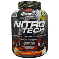 Muscletech, Nitro Tech, Whey Isolate+ Lean Musclebuilder, Birthday Cake, 3.97 lbs (1.80 kg)