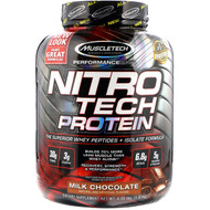 Muscletech, NitroTech, Whey Peptides & Isolate Primary Source, Milk Chocolate, 4.00 lbs (1.81 kg)