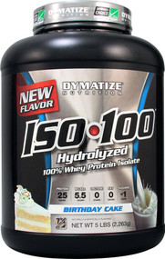 Dymatize Nutrition, ISO 100 Hydrolyzed 100% Whey Protein Isolate, Birthday Cake, 5 lb (2.3 kg)