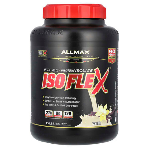 <img alt="ALLMAX, ISOFLEX, Pure Whey Protein Isolate, Vanilla, 5 lbs (2.27 kg)" title="ALLMAX, ISOFLEX, Pure Whey Protein Isolate, Vanilla, 5 lbs (2.27 kg),665553121253"