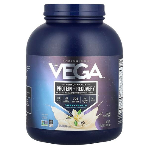 <img alt="Vega, Plant-Based Protein, Performance Protein + Recovery, Creamy Vanilla, 4 lb 1.8 oz (1.86 kg)" title="Vega, Plant-Based Protein, Performance Protein + Recovery, Creamy Vanilla, 4 lb 1.8 oz (1.86 kg),838766008592"