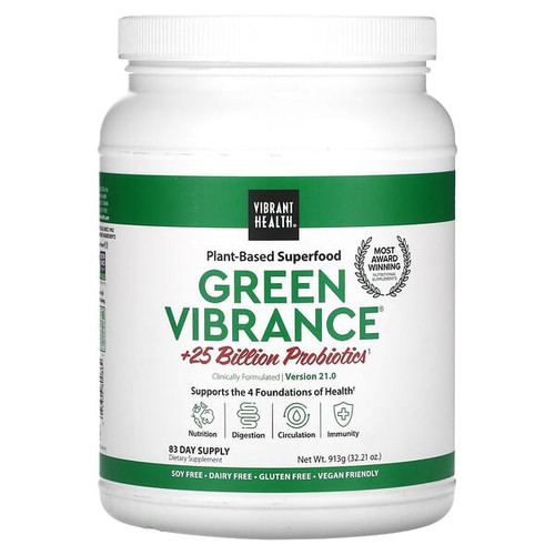 <img alt="Vibrant Health, Green Vibrance +25 Billion Probiotics, Version 21.0, 32.21 oz (913 g)" title="Vibrant Health, Green Vibrance +25 Billion Probiotics, Version 21.0, 32.21 oz (913 g),074306800862"