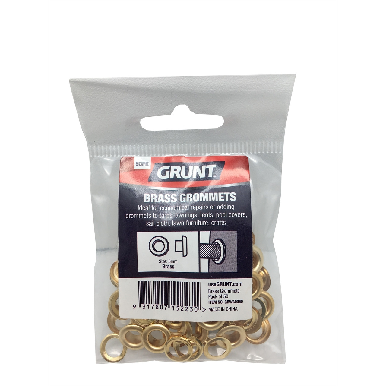 Grunt 5mm Brass Grommets - 50 Pack - Bunnings Australia