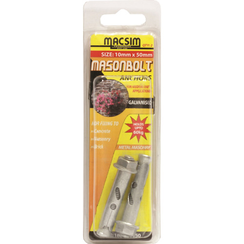 Macsim 10 x 50mm Galvanised Sleeve Anchor 2 Pack