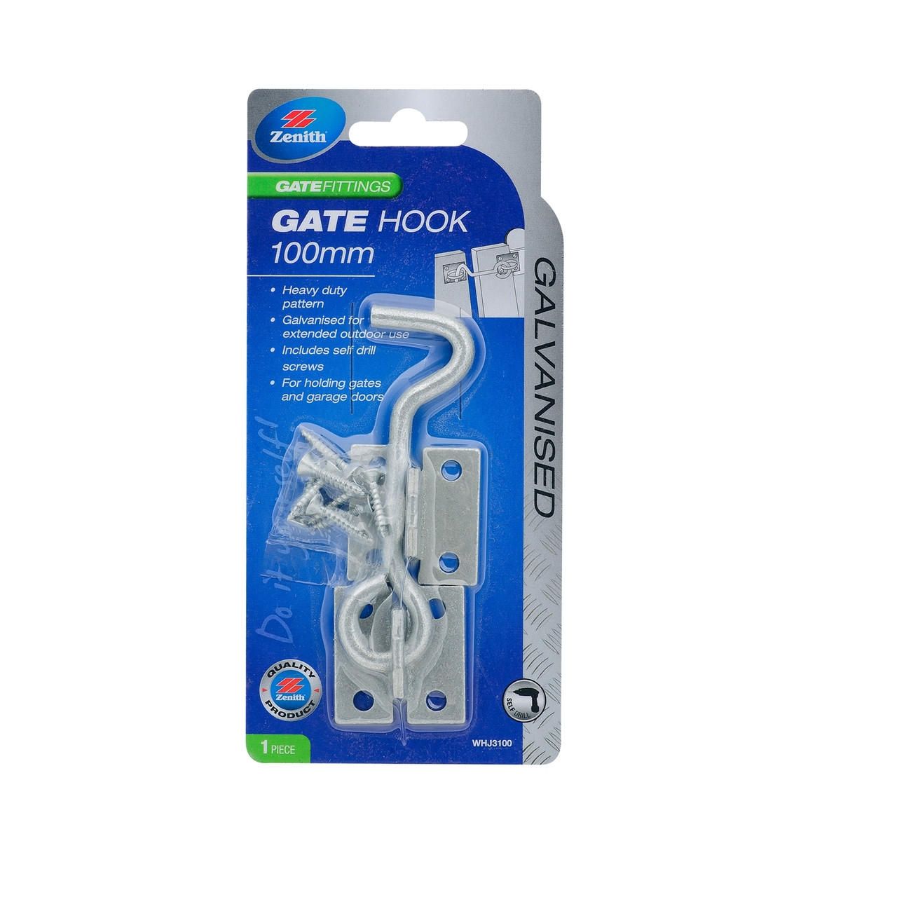 Zenith 100mm Galvanised Gate Hook