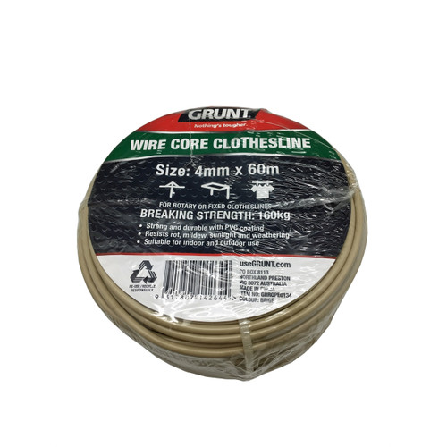 Grunt 4mm x 60m Beige Wire Core Clothesline