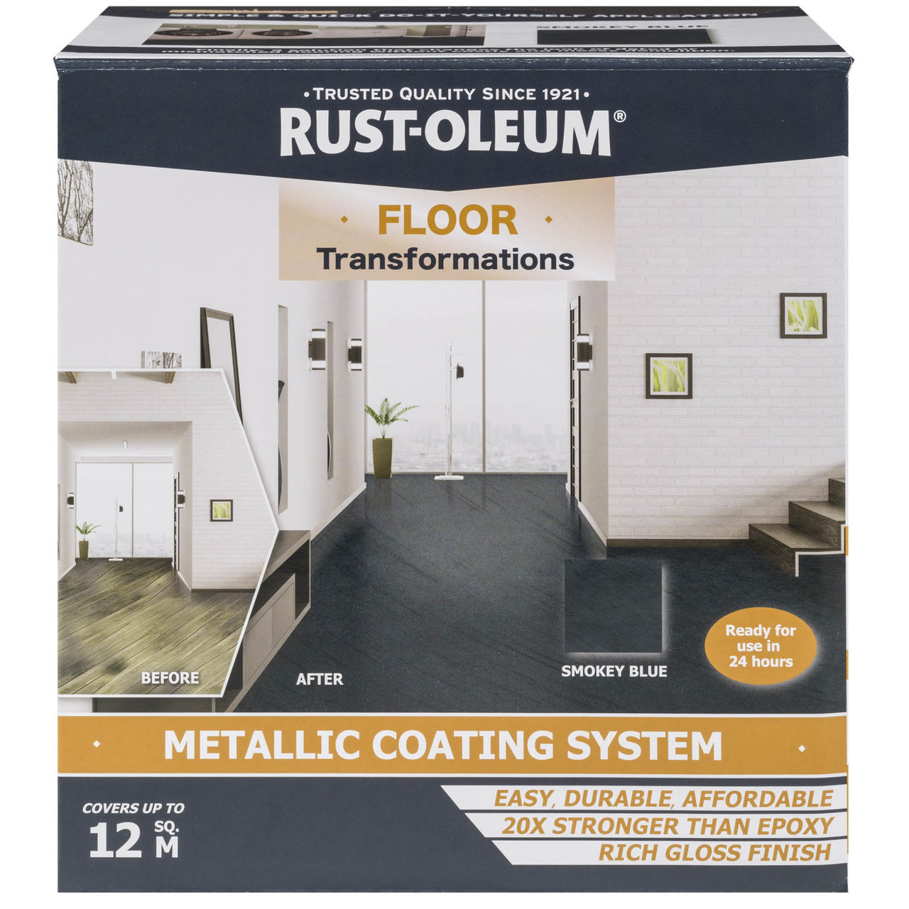 Rust Oleum Metallic Smokey Blue Floor Transformations