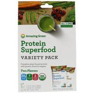 Amazing Grass, Protein Superfood Variety Pack, Two Flavors, Chocolate  Peanut Butter & Pure Vanilla, 2 Packets