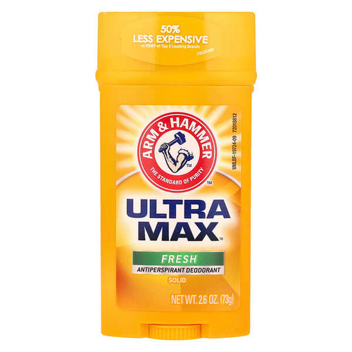 <img alt="3 PACK of Arm & Hammer, UltraMax, Solid Antiperspirant Deodorant, Fresh, 2.6 oz (73 g)" title="3 PACK of Arm & Hammer, UltraMax, Solid Antiperspirant Deodorant, Fresh, 2.6 oz (73 g),033200197249"