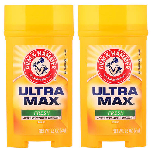 <img alt="Arm & Hammer, UltraMax, Solid Antiperspirant Deodorant, Fresh, 2 Pack, 2.6 oz (73 g) Each" title="Arm & Hammer, UltraMax, Solid Antiperspirant Deodorant, Fresh, 2 Pack, 2.6 oz (73 g) Each,033200197263"