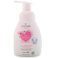 ATTITUDE, Baby Leaves Science, 2-In-1 Hair and Body Foaming Wash, Fragrance-Free, 10 fl oz (295 ml)