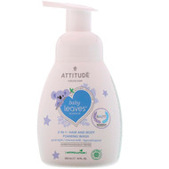 ATTITUDE, Baby Leaves Science, 2-In-1 Hair and Body Foaming Wash, Good Night / Almond Milk, 10 fl oz (295 ml)