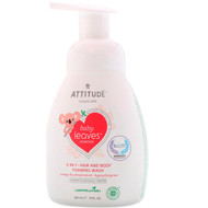 ATTITUDE, Baby Leaves Science, 2-In-1 Hair and Body Foaming Wash, Orange Pomegranate, 10 fl oz (295 ml)