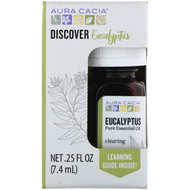3 PACK of Aura Cacia, Discover Eucalyptus, Pure Essential Oil, .25 fl oz (7.4 ml)