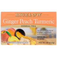 3 PACK of Bigelow Tea Turmeric Herbal Tea Ginger Peach -- 18 Tea Bags