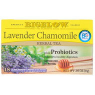 3 PACK of Bigelow Tea Lavender Chamomile Herbal Tea Plus Probiotics -- 18 Tea Bags