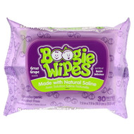 3 PACK of Boogie Wipes, Natural Saline Wipes for Stuffy Noses, Great Grape Scent, 30 Wipes