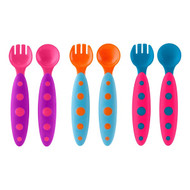 Boon, Modware, Toddler Utensils, 9+ Months, Pink, 3 Fork & Spoon Sets