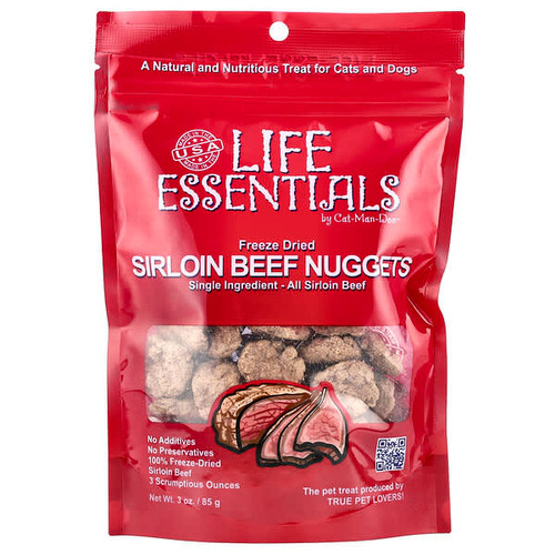<img alt="Cat-Man-Doo, Life Essentials, Freeze Dried Sirloin Beef Nuggets, For Cats and Dogs, 3 oz (85 g)" title="Cat-Man-Doo, Life Essentials, Freeze Dried Sirloin Beef Nuggets, For Cats and Dogs, 3 oz (85 g),705105945026"