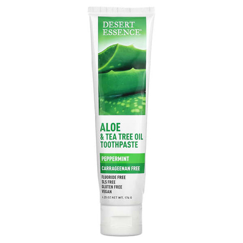 <img alt="Desert Essence, Aloe & Tea Tree Oil Toothpaste, Peppermint, 6.25 oz (176 g)" title="Desert Essence, Aloe & Tea Tree Oil Toothpaste, Peppermint, 6.25 oz (176 g),718334334424"