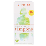 3 PACK of Emerita, Organic Cotton Tampons with Security Veil, Regular, 16 Tampons