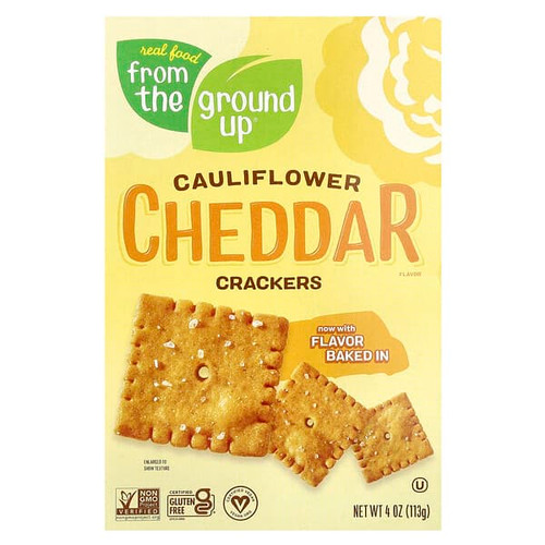 <img alt="From The Ground Up, Cauliflower Crackers, Cheddar, 4 oz (113 g)" title="From The Ground Up, Cauliflower Crackers, Cheddar, 4 oz (113 g),810571030050"