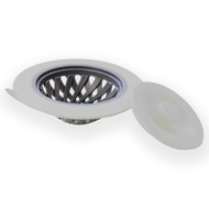 Full Circle, Sinksational, Sink Strainer with Pop-Out Stopper, Gray & White, 1 Strainer & 1 Stopper