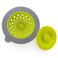 Full Circle, Sinksational, Sink Strainer with Pop-Out Stopper, Green & Slate, 1 Strainer & 1 Stopper