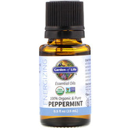 Garden of Life, 100% Organic & Pure, Essential Oils, Energizing, Peppermint, 0.5 fl oz (15 ml)
