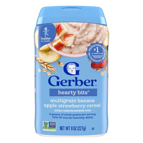 <img alt="Gerber, Hearty Bits, MultiGrain Cereal, 12+ Months, Banana, Apple, Strawberry, 8 oz (227 g)" title="Gerber, Hearty Bits, MultiGrain Cereal, 12+ Months, Banana, Apple, Strawberry, 8 oz (227 g),015000070359"