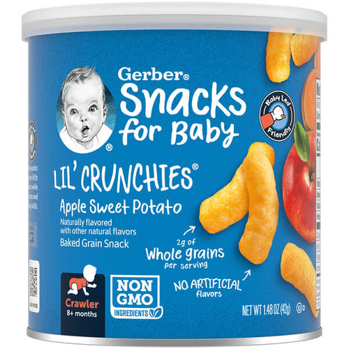<img alt="Gerber, Snacks for Baby, Lil Crunchies, Baked Grain Snack, 8+ Months, Apple Sweet Potato, 1.48 oz (42 g)" title="Gerber, Snacks for Baby, Lil Crunchies, Baked Grain Snack, 8+ Months, Apple Sweet Potato, 1.48 oz (42 g),015000048341"