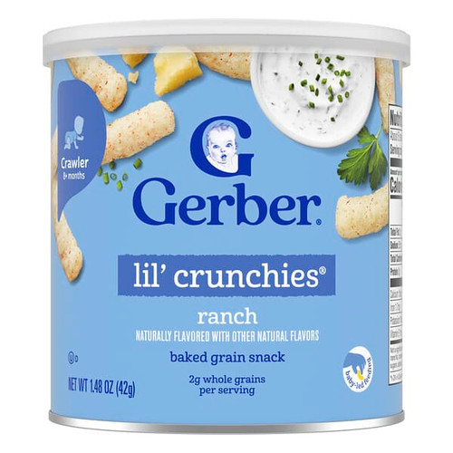 <img alt="Gerber, Snacks for Baby, Lil Crunchies, Baked Grain Snack, 8+ Months, Ranch, 1.48 oz (42 g)" title="Gerber, Snacks for Baby, Lil Crunchies, Baked Grain Snack, 8+ Months, Ranch, 1.48 oz (42 g),015000048365"