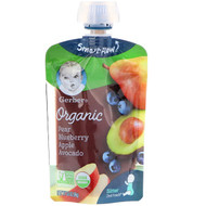 3 PACK of Gerber, Organic, Smart Flow, Sitter, 2nd Foods, Pear, Blueberry, Apple, Avocado, 3.5 oz (99 g)