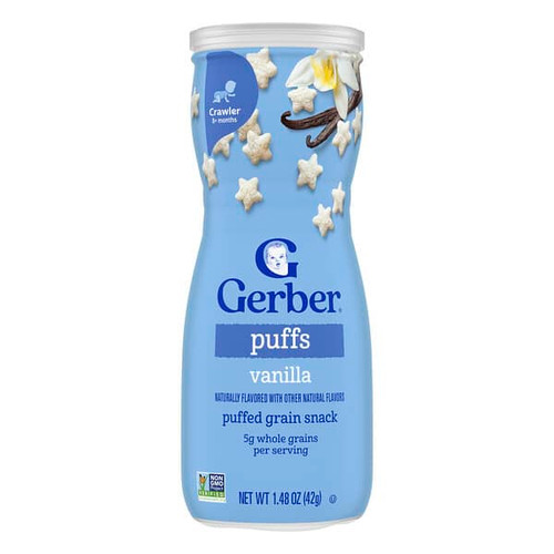 <img alt="Gerber, Puffs, Puffed Grain Snack, 8+ Months, Vanilla, 1.48 oz (42 g)" title="Gerber, Puffs, Puffed Grain Snack, 8+ Months, Vanilla, 1.48 oz (42 g),015000045289"