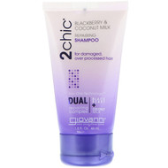 3 PACK of Giovanni, 2chic, Repairing Shampoo, for Damaged, Over Processed Hair, Blackberry & Coconut Milk, 1.5 fl oz (44 ml)