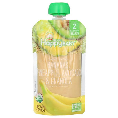 <img alt="3 PACK of Happy Family Organics, Happy Baby, Organic Baby Food, 6+ Months, Bananas, Pineapple, Avocado & Granola, 4 oz (113 g)" title="3 PACK of Happy Family Organics, Happy Baby, Organic Baby Food, 6+ Months, Bananas, Pineapple, Avocado & Granola, 4 oz (113 g),819573014839"