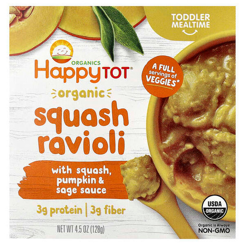 <img alt="Happy Family Organics, Happy Tot, Organic Squash Ravioli, For 2 Years & Up, 4.5 oz (128 g)" title="Happy Family Organics, Happy Tot, Organic Squash Ravioli, For 2 Years & Up, 4.5 oz (128 g),819573014891"