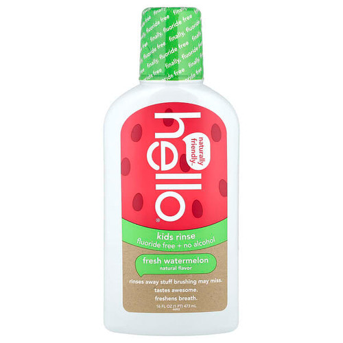 <img alt="Hello, Kids Rinse, Fluoride Free + No Alcohol, Fresh Watermelon, 16 fl oz (473 ml)" title="Hello, Kids Rinse, Fluoride Free + No Alcohol, Fresh Watermelon, 16 fl oz (473 ml),819156020028"