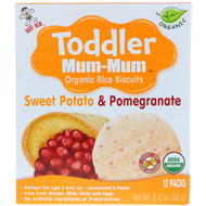 3 PACK of Hot Kid, Toddler Mum-Mum, Organic Rice Biscuits, Sweet Potato & Pomegranate, 12 Packs, 2.12 oz (60 g)