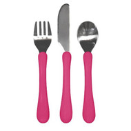 i play Inc., Learning Cutlery Set, 12+ Months, Pink, 1 Fork, Knife, Spoon