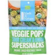 3 PACK OF Made in Nature, Organic Veggie Pops, sour Cream' & Onion Supersnacks, 3 oz (85 g)