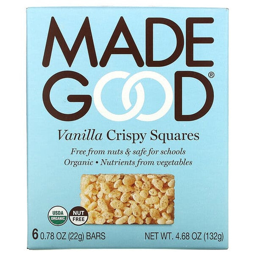 <img alt="MadeGood, Crispy Squares, Vanilla, 6 Bars, 0.78 oz (22 g) Each" title="MadeGood, Crispy Squares, Vanilla, 6 Bars, 0.78 oz (22 g) Each,687456213286"
