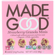MadeGood, Organic, Granola Minis, Strawberry, 4 Pouches, 0.85 oz (24 g) Each (Discontinued Item)
