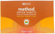 3 PACK of Method Dryer Sheets Ginger Mango -- 80 Sheets