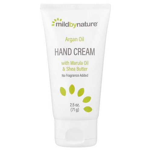 <img alt="Mild By Nature, Argan Oil Hand Cream with Marula Oil & Coconut Oil plus Shea Butter, Soothing and Unscented, 2.5 oz (71 g)" title="Mild By Nature, Argan Oil Hand Cream with Marula Oil & Coconut Oil plus Shea Butter, Soothing and Unscented, 2.5 oz (71 g),898220012657"