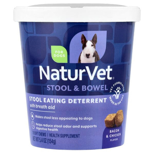 <img alt="NaturVet, Stool & Bowel, Stool Eating Deterrent with Breath Aid, For Dogs, Bacon & Chicken, 70 Soft Chews, 5.4 oz (154 g)" title="NaturVet, Stool & Bowel, Stool Eating Deterrent with Breath Aid, For Dogs, Bacon & Chicken, 70 Soft Chews, 5.4 oz (154 g),797801036986"