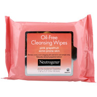 Neutrogena, Oil-Free Cleansing Wipes, Pink Grapefruit, 25 Pre-Moistened Towelettes