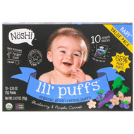 NosH!, Baby Lil Puffs, Organic Grain Cereal Puffs, Blueberry & Purple Carrot, 10 Packs, 0.25 oz (7 g) Each