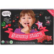 NosH!, Toddler Gummy Stars, Organic Fruit & Veggie Snacks, Apple, Strawberry & Beet, 5 Packs, 0.5 oz (14 g) Each